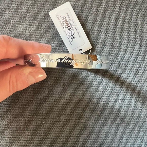 NWT Kate Spade Idiom “This Is The Year To …” Bangle Bracelet Silver - Picture 5 of 6